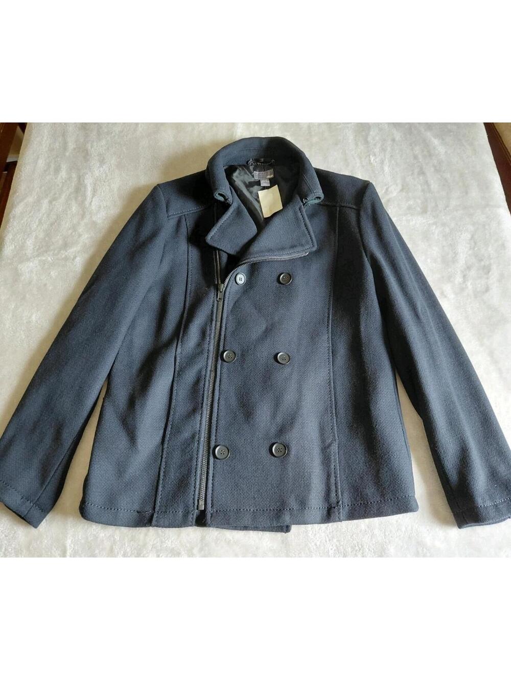NWT Mens H&M Wool Blend Peacoat Sz 44  Navy Blue Doublebreasted